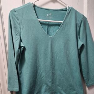 J. Jill Women's Teal V-Neck Top